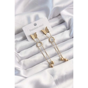 Dodes Dodes 316L Çelik Altın Renk Sallantılı Düğüm Model Kelebek Küpe TG27BKP9496