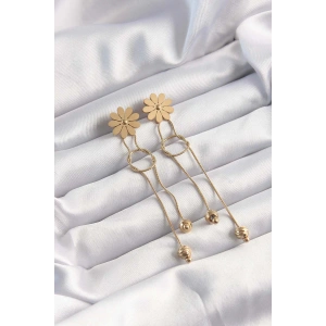 Dodes Dodes 316L Çelik Altın Renk Sallantılı Düğüm Model Papatya Küpe TG27BKP9497