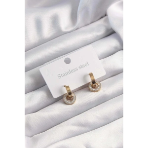 Dodes Dodes 316L Çelik Altın Renk Zirkon Taşlı Halka Model Küpe TG27BKP9499