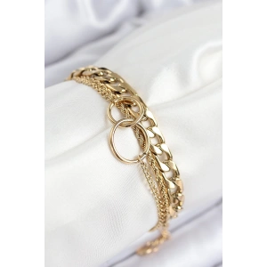 Dodes Dodes 316L Çelik Çoklu Görünüm Geçmeli Halka Model Gold Renk Kadın Bileklik TG27BB7836