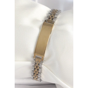 Dodes Dodes 316L Çelik Gold Gümüş Renk Kalın Zincir Künye Model Erkek Bileklik TG27EB3717