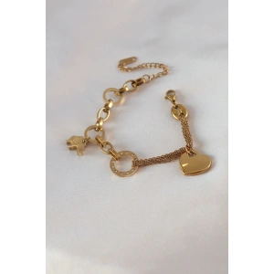 Dodes Dodes 316L Çelik Gold Renk 2li Zincir Model Zirkon Taş Detay Kadın Bileklik TG27BB5457