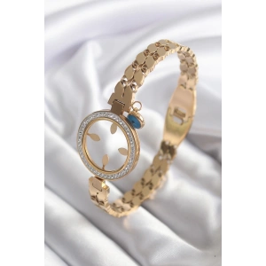 Dodes Dodes 316L Çelik Gold Renk Arpa Model Zirkon Taş Detay Çeyrek Altın Takılabilir Kadın Kelepçe TG27BB5765