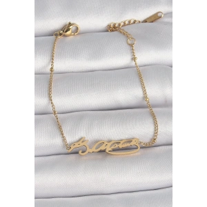 Dodes Dodes 316L Çelik Gold Renk Atatürk İmza Model Kadın Bileklik TG27BB6659