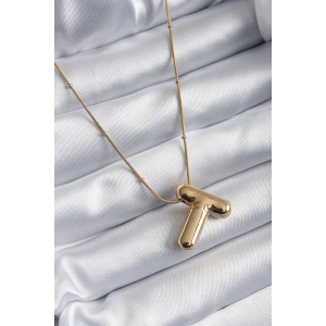 Dodes Dodes 316L Çelik Gold Renk Bubble T Harf Model Kadın Kolye TG27BKO7955