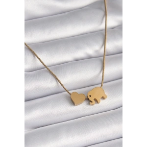 Dodes Dodes 316L Çelik Gold Renk Fil Kalp Figürlü Kadın Kolye TG27BKO9421