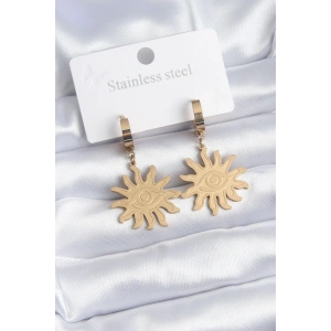 Dodes Dodes 316L Çelik Gold Renk Güneş Model Göz İşleme Kadın Küpe TG27BKP8146