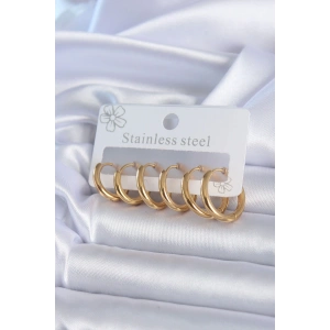 Dodes Dodes 316L Çelik Gold Renk Halka Model Kadın Küpe Seti TG27BKP10393