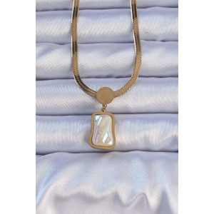 Dodes Dodes 316L Çelik Gold Renk İtalyan Zincir Ezme Taşlı Kolye TG27BKO9207