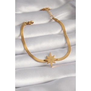 Dodes Dodes 316L Çelik Gold Renk İtalyan Zincir Model Kutup Yıldızı Figür Kadın Bileklik TG27BB5932