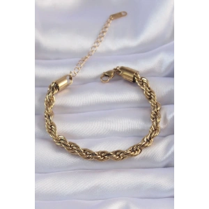 Dodes Dodes 316L Çelik Gold Renk Kalın Burgu Zincir Bileklik TG27BB6167