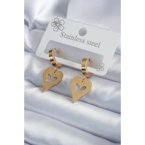 Dodes Dodes 316L Çelik Gold Renk Kalp Model Kelebek İşleme Kadın Küpe TG27BKP7984