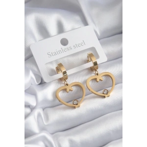 Dodes Dodes 316L Çelik Gold Renk Kalp Model Zirkon Taş Detay Kadın Küpe TG27BKP8120