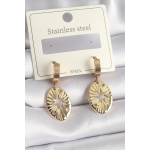 Dodes Dodes 316L Çelik Gold Renk Kutup Yıldız İşleme Kadın Küpe TG27BKP9696