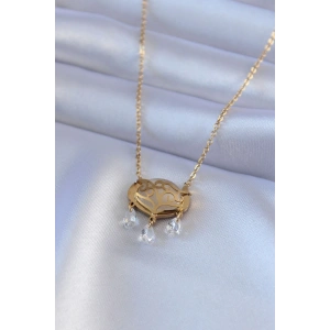 Dodes Dodes 316L Çelik Gold Renk Lotus Model Zirkon Taşlı Kadın Kolye TG27BKO7578