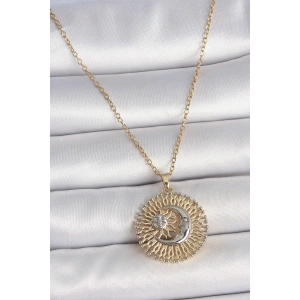 Dodes Dodes 316L Çelik Gold Renk Mix Renk Ay Güneş Model Kadın Kolye TG27BKO10095