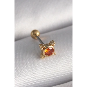Dodes Dodes 316L Çelik Gold Renk Turuncu Zirkon Taşlı Tragus Piercing TG27PR1284