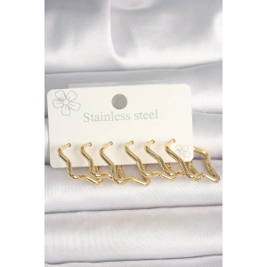 Dodes Dodes 316L Çelik Gold Renk Yıldız Model Kadın Küpe Seti TG27BKP10352