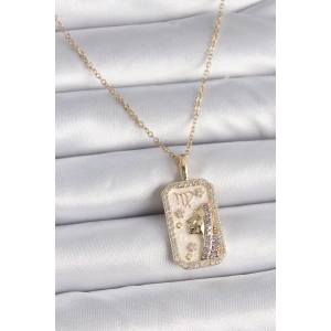 Dodes Dodes 316L Çelik Gold Renk Zincir Başak Burcu Zirkon Taşlı Kadın Kolye TG27BKO9461