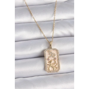 Dodes Dodes 316L Çelik Gold Renk Zincir Oğlak Burcu Zirkon Taşlı Kadın Kolye TG27BKO9459