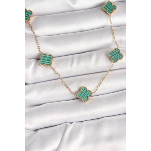 Dodes Dodes 316L Çelik Gold Renk Zincir Yeşil Yonca Model Kadın Kolye TG27BKO9925