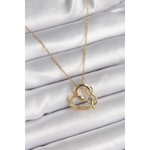 Dodes Dodes 316L Çelik Gold Renk Zincir Zirkon Taş Detaylı Kalp Model Sonsuzluk Detay Kadın Kolye TG27BKO9583