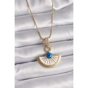 Dodes Dodes 316L Çelik Gold Renk Zincir Zirkon Taş Detaylı Nazar Boncuk Göz Model Kadın Kolye TG27BKO9474