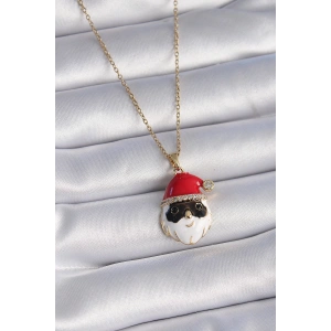 Dodes Dodes 316L Çelik Gold Renk Zincir Zirkon Taşlı Yılbaşı Temalı Noel Baba Figür Kadın Kolye TG27BKO9445