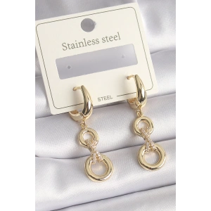 Dodes Dodes 316L Çelik Gold Renk Zirkon Taş Detaylı Sallantı Model Kadın Küpe TG27BKP9710