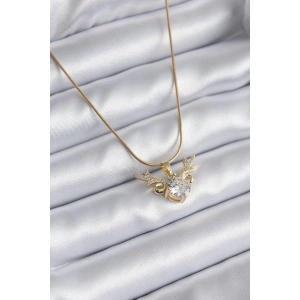 Dodes Dodes 316L Çelik Gold Renk Zirkon Taşlı Boynuz Model Kadın Kolye TG27BKO8134