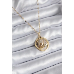 Dodes Dodes 316L Çelik Gold Renk Zirkon Taşlı Jaguar Model Kadın Kolye TG27BKO8178