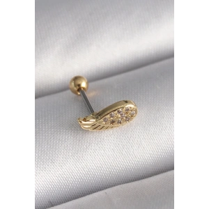 Dodes Dodes 316L Çelik Gold Renk Zirkon Taşlı Kanat Tragus Piercing TG27PR1268