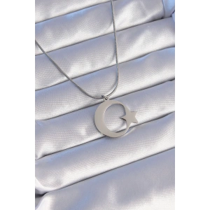 Dodes Dodes 316L Çelik Gümüş Renk Ay Yıldız Model Unisex Kolye TG27BKO8882