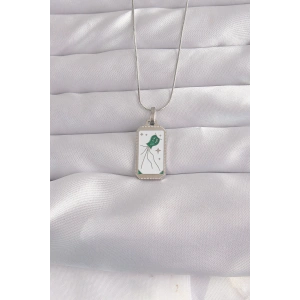 Dodes Dodes 316L Çelik Gümüş Renk Beyaz Mineli Tarot Kolye TG27BKO9048