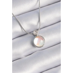 Dodes Dodes 316L Çelik Gümüş Renk Beyaz Sedefli Vintage Model Kadın Kolye TG27BKO9327