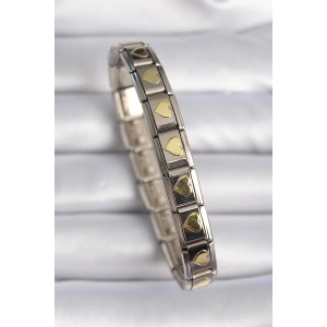 Dodes Dodes 316L Çelik Gümüş Renk Gold Kalp İşleme Nomination Charm Bileklik TG27BB6460