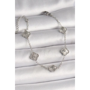 Dodes Dodes 316L Çelik Gümüş Renk İşlemeli Baby Boy Yonca Model Kadın Bileklik TG27BB6927