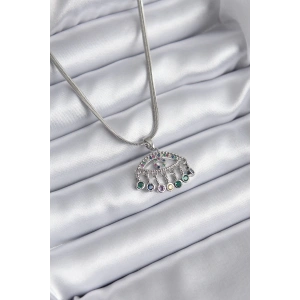 Dodes Dodes 316L Çelik Gümüş Renk İtalyan Zincir Zirkon Taşlı Göz Figür Kadın Kolye TG27BKO8146