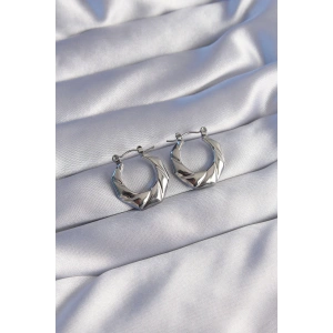 Dodes Dodes 316L Çelik Gümüş Renk Kıvrımlı Görünüm Geometrik Model Küpe TG27BKP9045