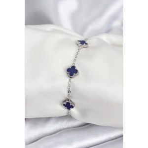 Dodes Dodes 316L Çelik Gümüş Renk Lacivert Baby Boy Yonca Kadın Bileklik TG27BB7952