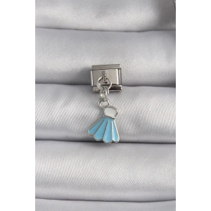 Dodes Dodes 316L Çelik Gümüş Renk Mavi Renk Sallantı Elbise Model Nomination Charm TG27BC1101