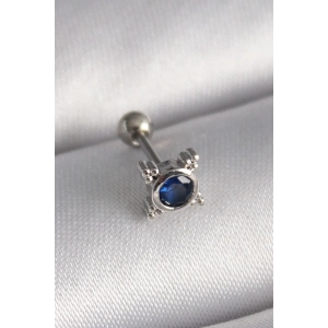 Dodes Dodes 316L Çelik Gümüş Renk Mavi Zirkon Taşlı Tragus Piercing TG27PR1285