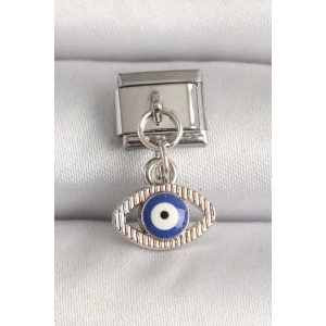 Dodes Dodes 316L Çelik Gümüş Renk Nazar Boncuk Detaylı Göz Model Nomination Charm TG27BC1216