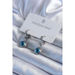 Dodes Dodes 316L Çelik Gümüş Renk Nazar Boncuk Model Kadın Küpe TG27BKP8000