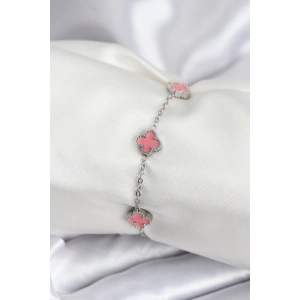Dodes Dodes 316L Çelik Gümüş Renk Pembe Baby Boy Yonca Kadın Bileklik TG27BB7947