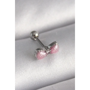 Dodes Dodes 316L Çelik Gümüş Renk Pembe Kurdele Zirkon Taş Detay Tragus Piercing TG27PR1295
