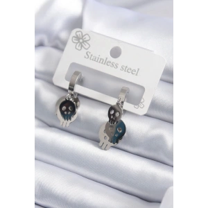 Dodes Dodes 316L Çelik Gümüş Renk Sallantı Kuru Kafa Model Kadın Küpe TG27BKP7922