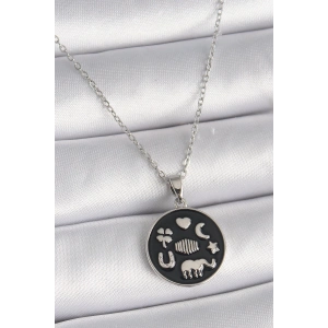 Dodes Dodes 316L Çelik Gümüş Renk Siyah Renk Şans Kolyesi TG27BKO9546