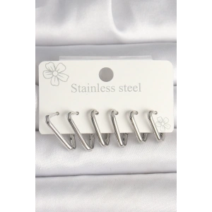 Dodes Dodes 316L Çelik Gümüş Renk Üçgen Model Kadın Küpe Seti TG27BKP10349