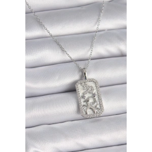 Dodes Dodes 316L Çelik Gümüş Renk Zincir Oğlak Burcu Zirkon Taşlı Kadın Kolye TG27BKO9449